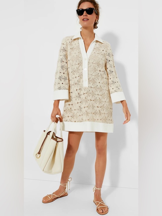 Tuckernuck Dresses & Skirts - Tuckernuck Cream Crochet Shirt-Tunic Coverup